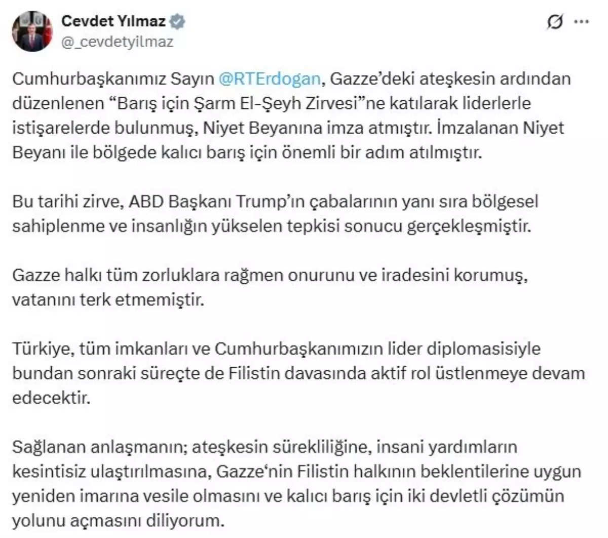 cevdet yilmaz turkiye filistin davasinda aktif rol ustlenecek P4rD76Xw.jpg